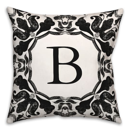 Black & White Monogram Indoor/Outdoor Pillow